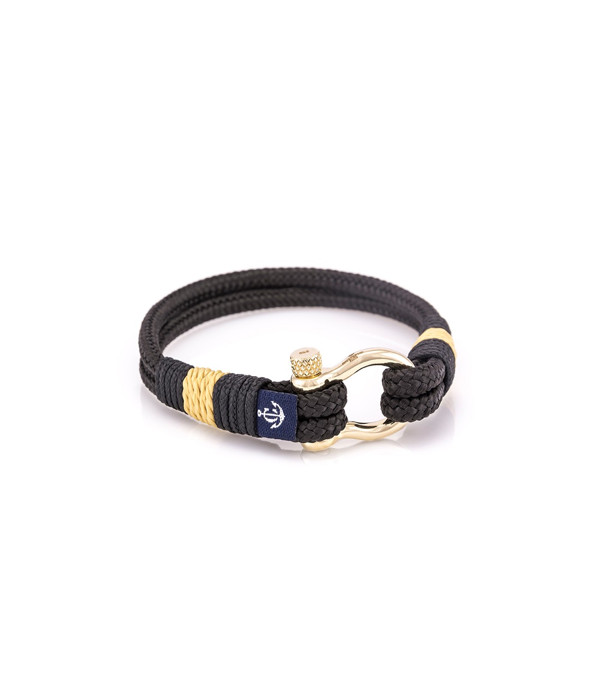 Constantin Maritimes Armband aus Segeltau, 14K Gelbgold, Schwarz