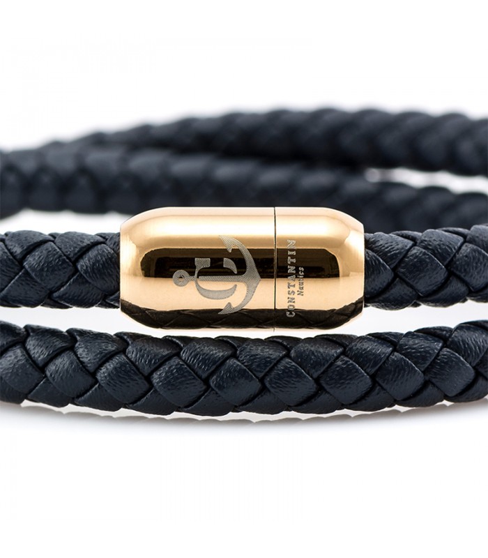 Constantin Maritimes Armband aus Leder, Blaue Marine