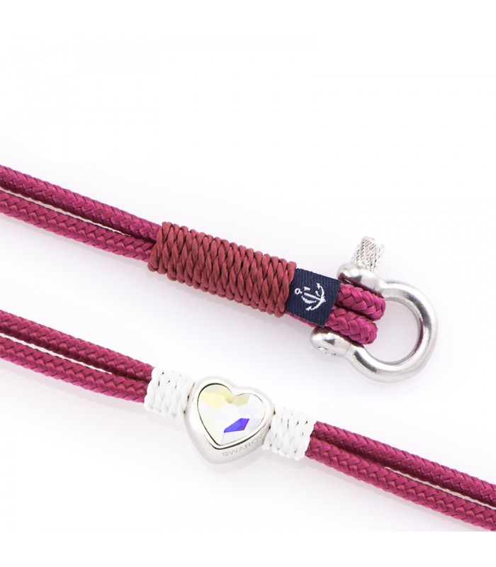 Maritimes Armband aus Segeltau, Lila mit Swarovski