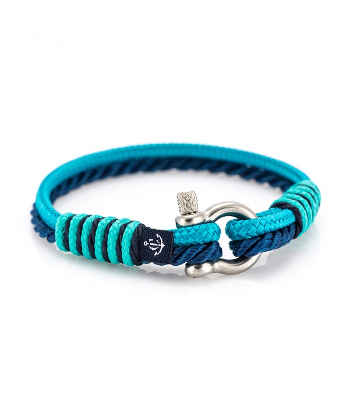 Maritimes Armband aus Segeltau, blau mit Swarovski