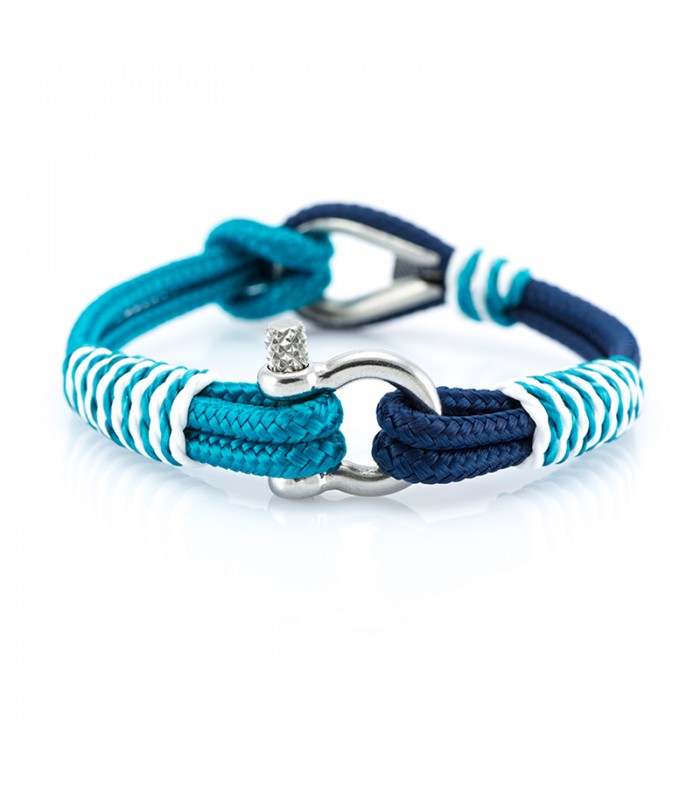 Maritimes Armband aus Segeltau, Blau