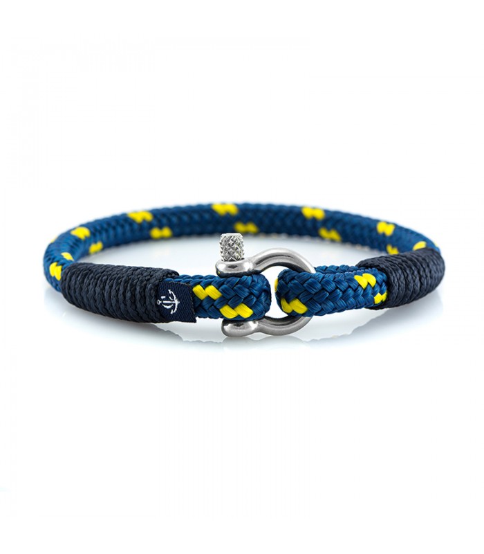 Maritimes Armband aus Segeltau, Blau/Gelb