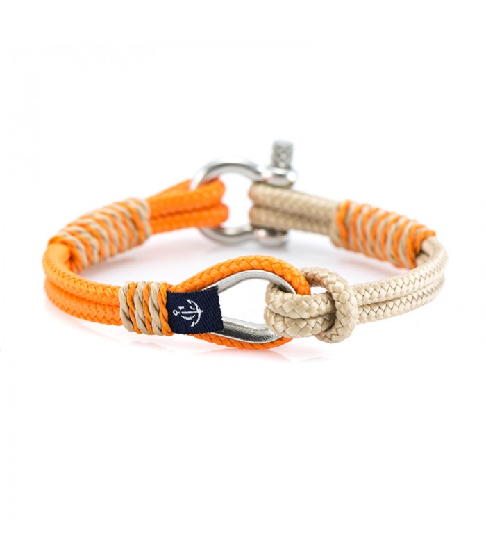 Maritimes Armband aus Segeltau, Orange/Beige