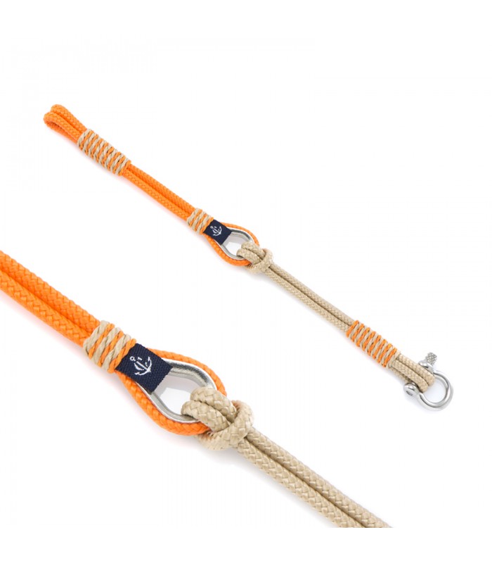 Maritimes Armband aus Segeltau, Orange/Beige
