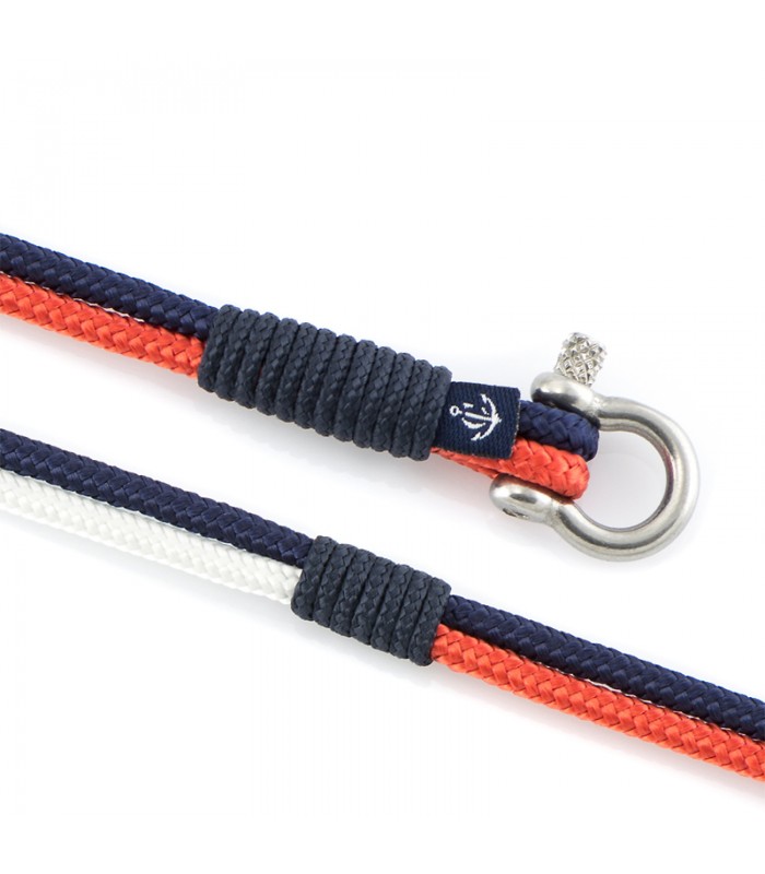 Maritimes Armband aus Segeltau, Blaue Marine/Rot/Weiß