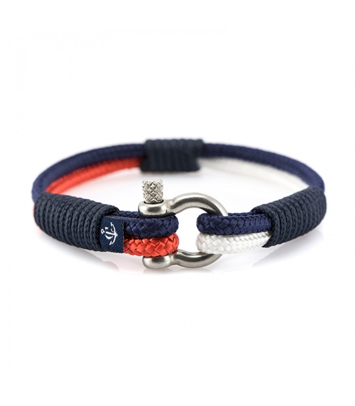 Maritimes Armband aus Segeltau, Blaue Marine/Rot/Weiß