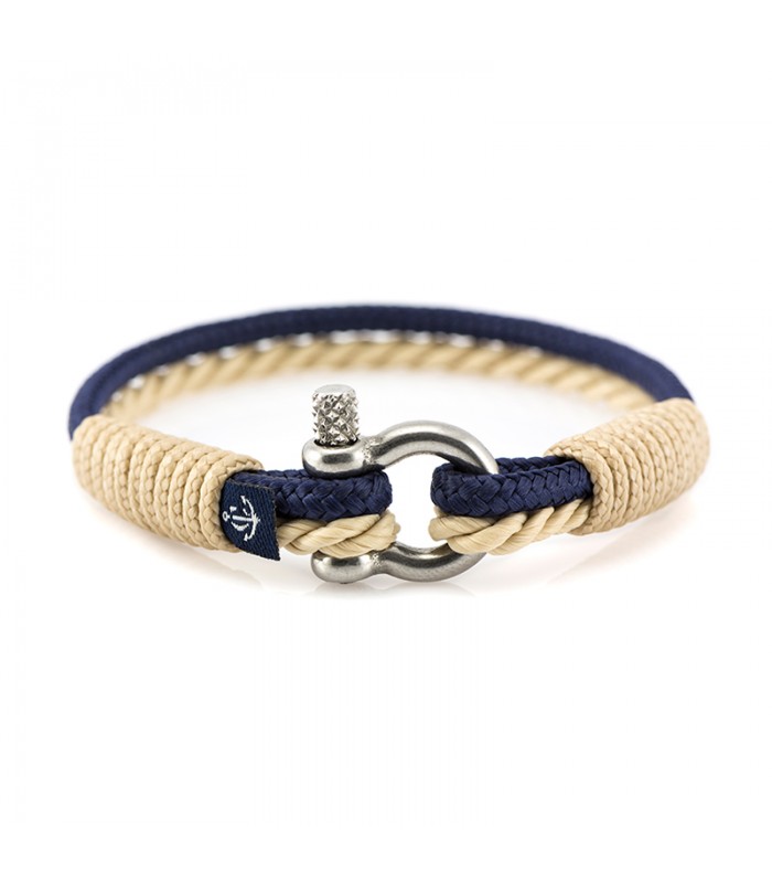 Maritimes Armband aus Segeltau, Blaue Marine/Beige