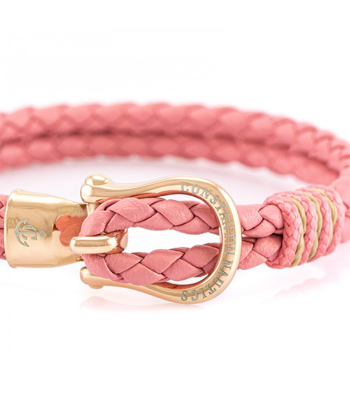 Constantin Maritimes Armband aus Leder, rosa