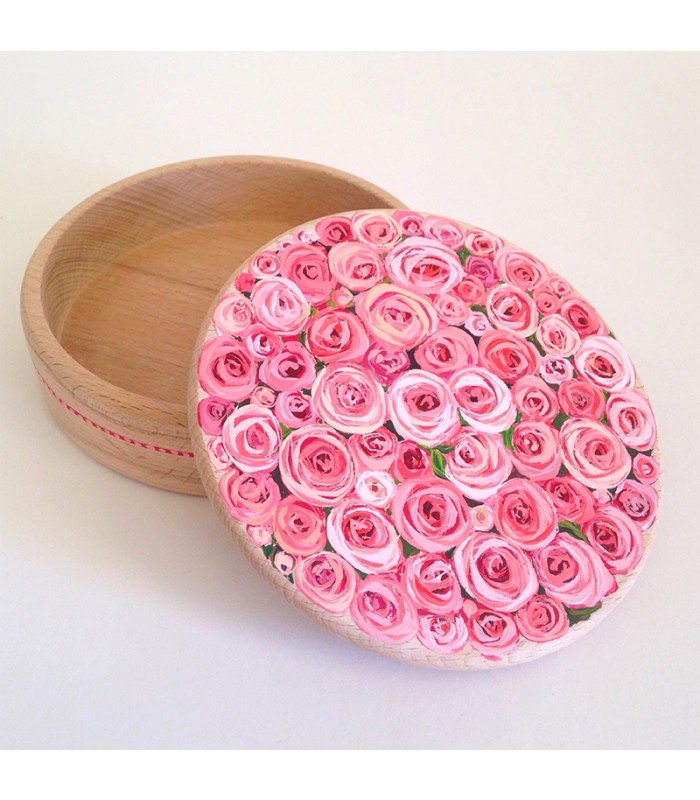 Handgefertigte Schmuckschatulle rosa Rosenfeld