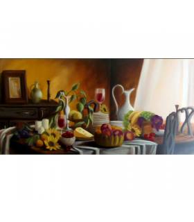 After meal by Angeliki, 80x40cm, oil on canvas. EUR 1050